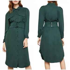 BCBG Green Long Sleeve Shirt Dress fits like Small-Medium